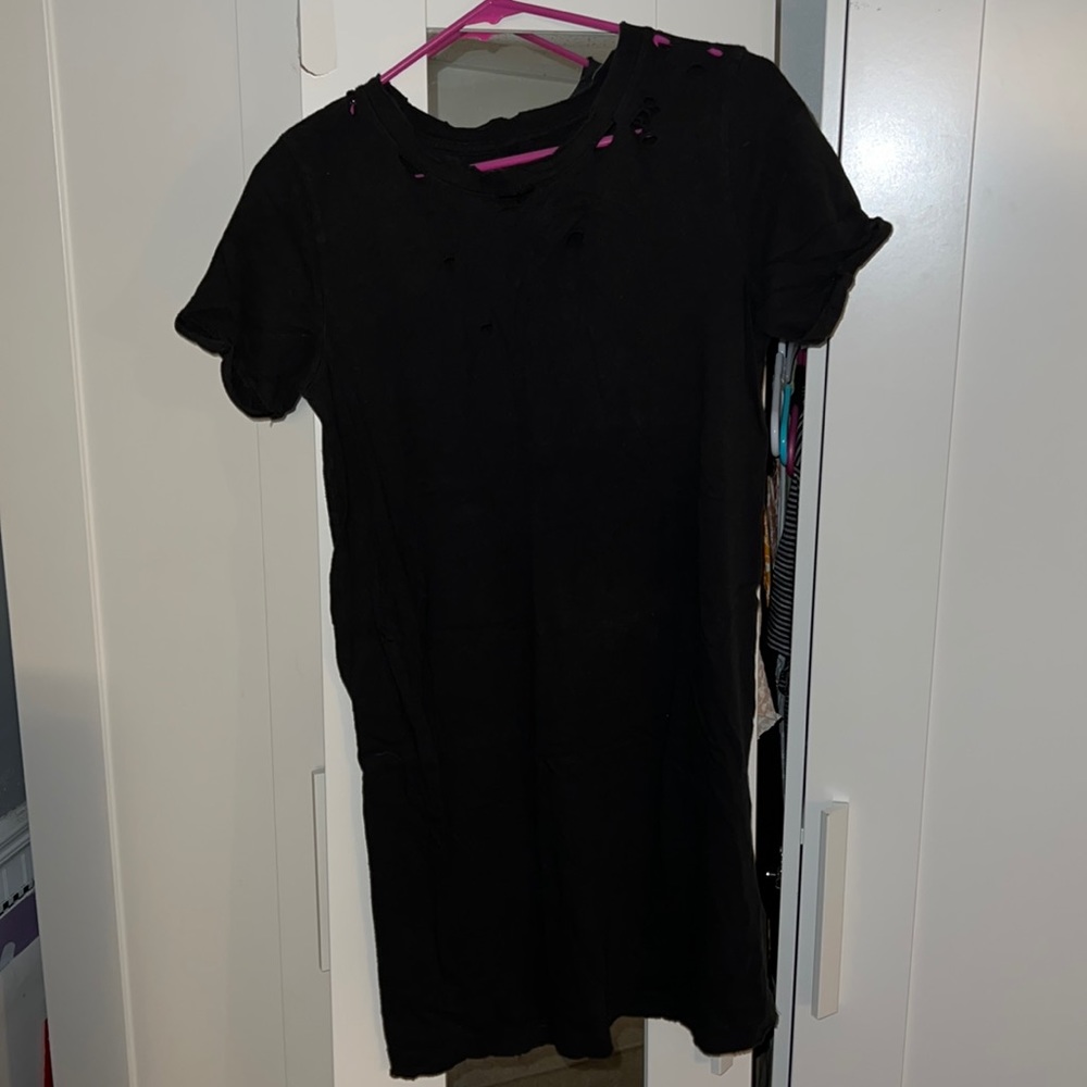 Hollister T-Shirt Dress, Black/Distressed, Size: Medium